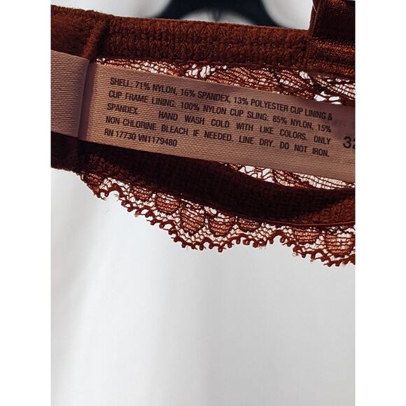 Lace Bra High Apex Unlined Auden Orange 32B Underwire Adjustable‎ Straps Plunge - Picture 12 of 12